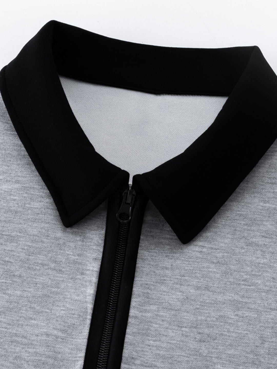 Contrast Zipper Polo Collar Sweatshirt