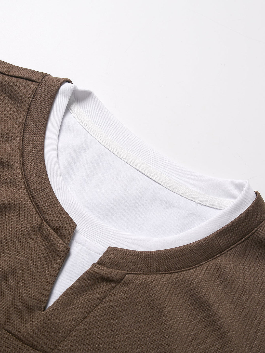 Relax Fit 2 In 1 Notched Collar Textured T-Shirt