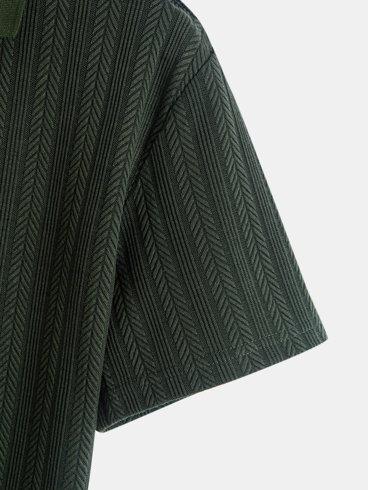 Textured Zipper Polo