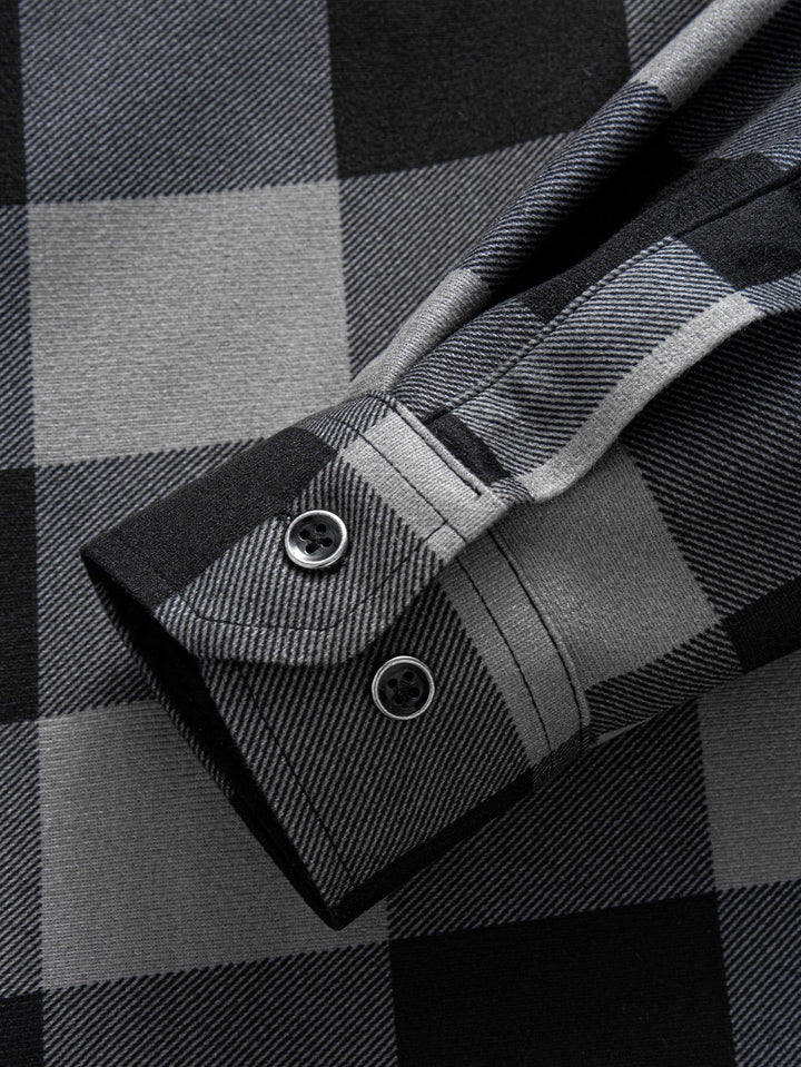 Flannel Fleece Lined Hooded Shirt