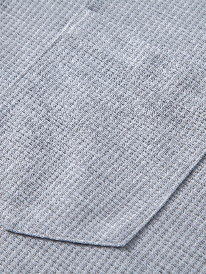 2 In 1 Button V-Neck Waffle T-Shirt With Pocket