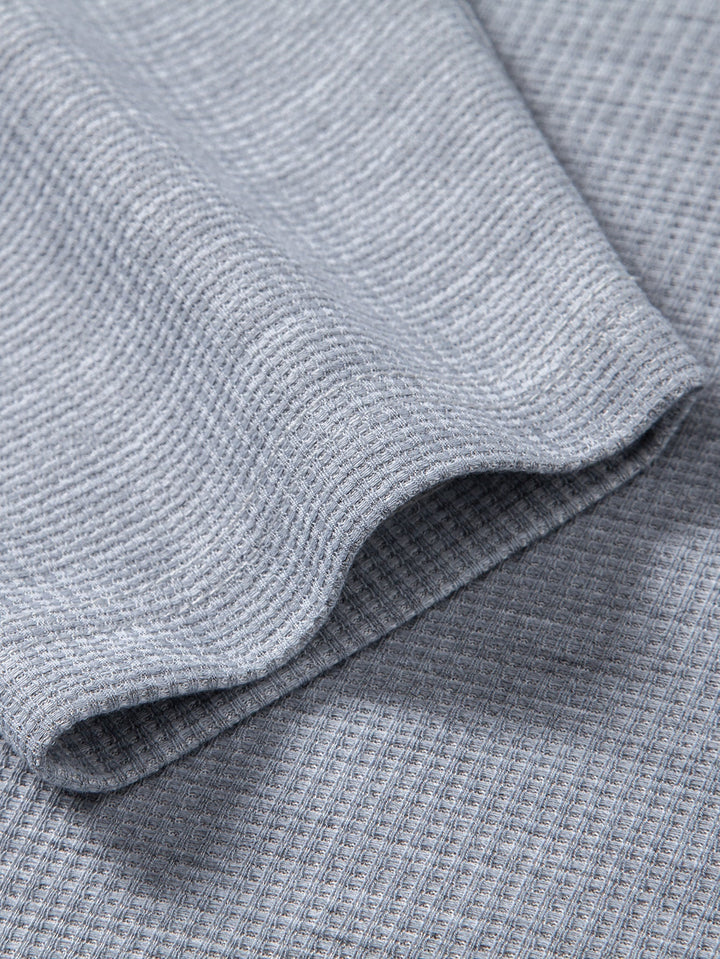 2 In 1 Button V-Neck Waffle T-Shirt With Pocket
