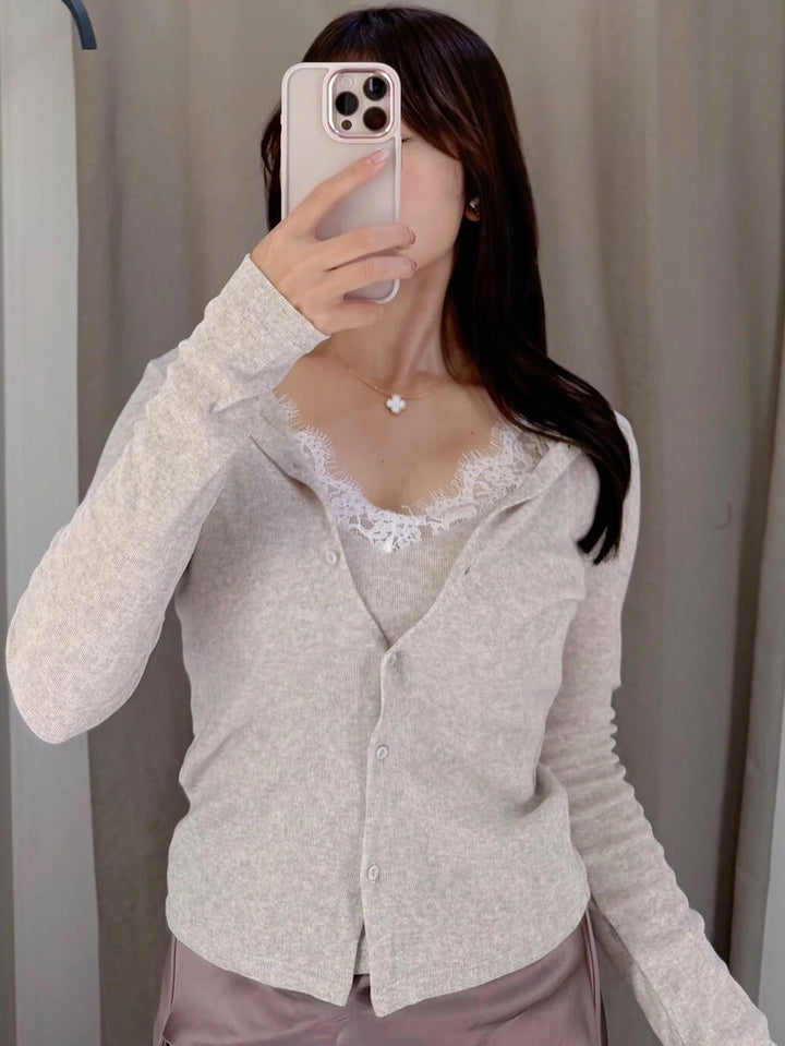 Muse™ | Lace-Trim Layered Cardigan