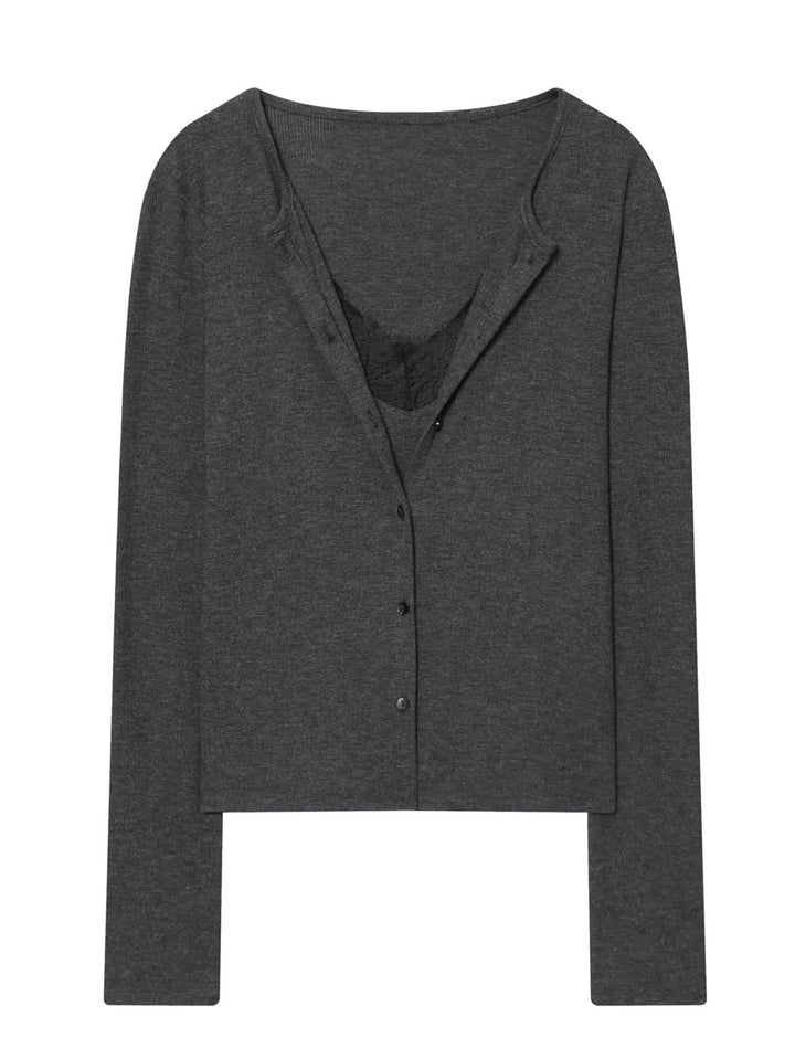 Muse™ | Lace-Trim Layered Cardigan