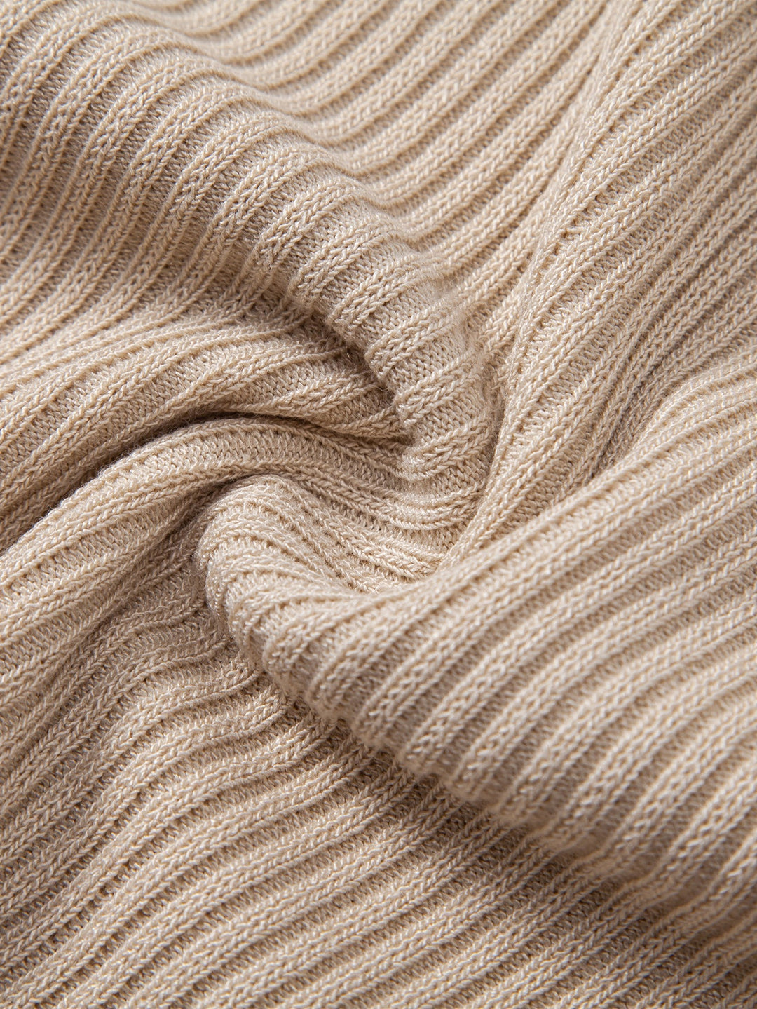 Ribbed Mock Neck Knitted Sweater T-Shirt