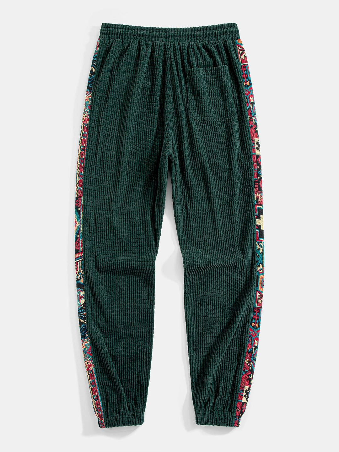 Ethnic Geometric Jacquard Patchwork Corduroy Pants