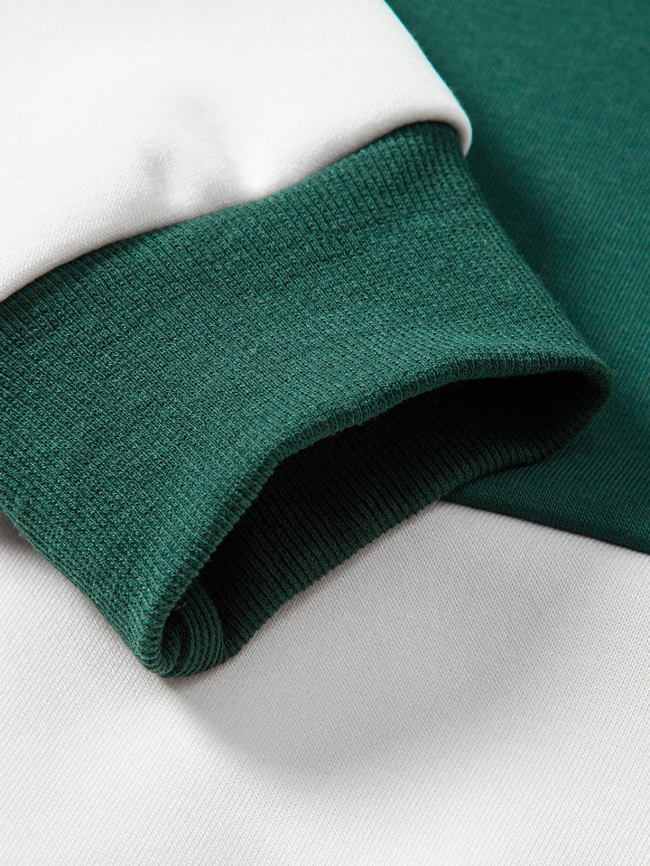 Relax Fit Los Angeles Print Color Block Polo Sweatshirt