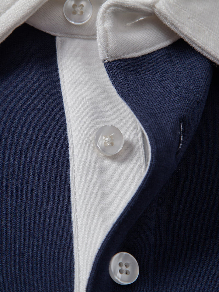 Contrast Polo Collar Sweatshirt