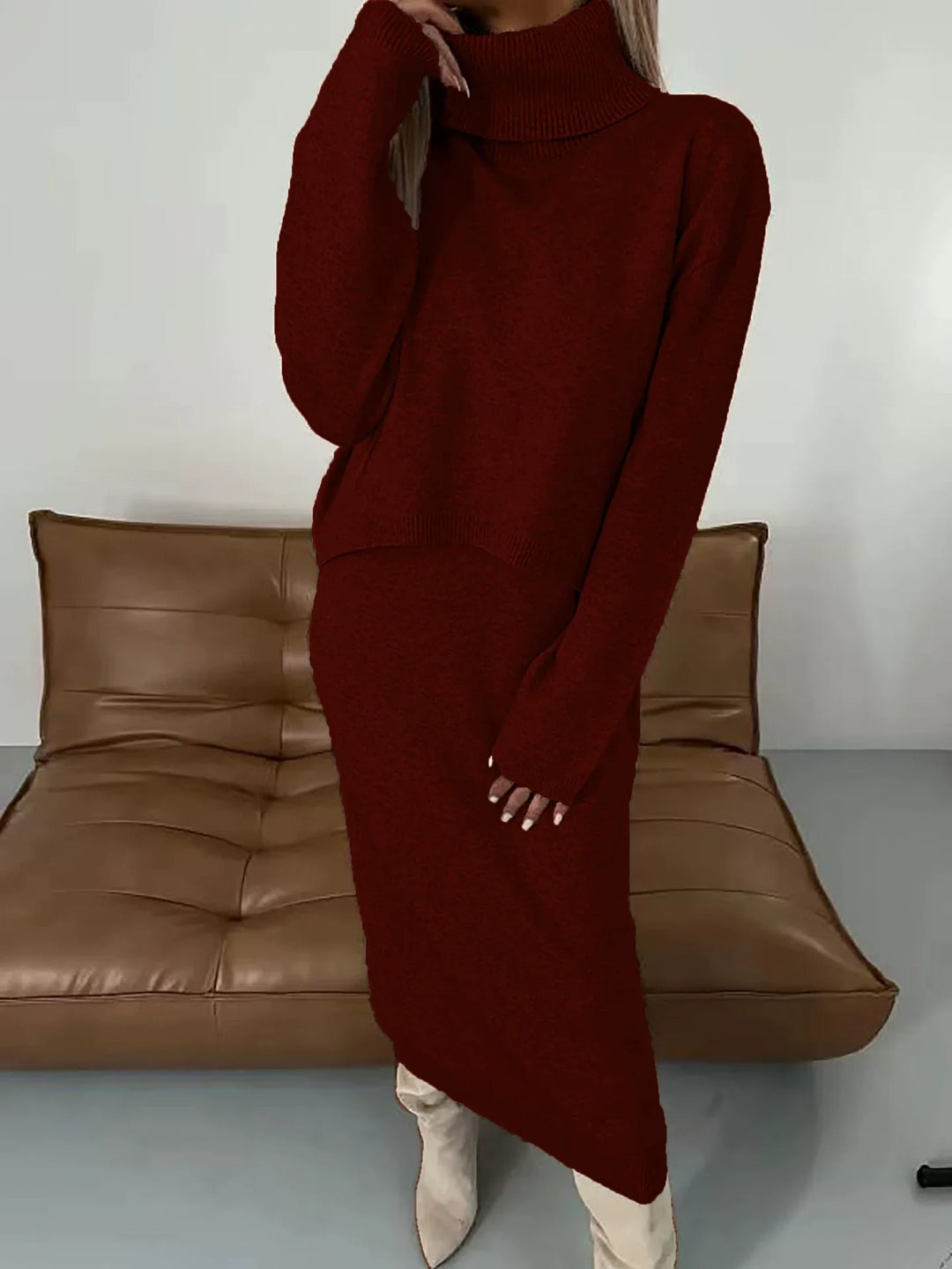 Thalina | Two-Piece Knit Set with Dress and Sweater