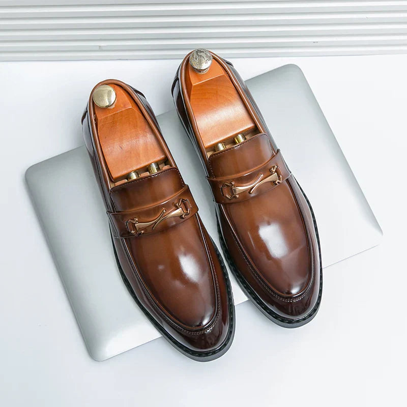 Claudio Ferrini Leather Horsebit Dress Loafers