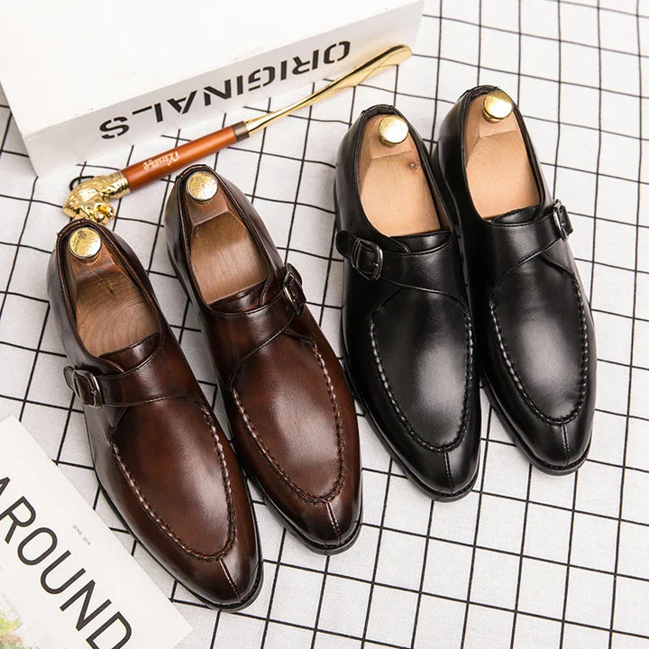 Damien Bellorini Classic Buckle Monk Strap Loafers