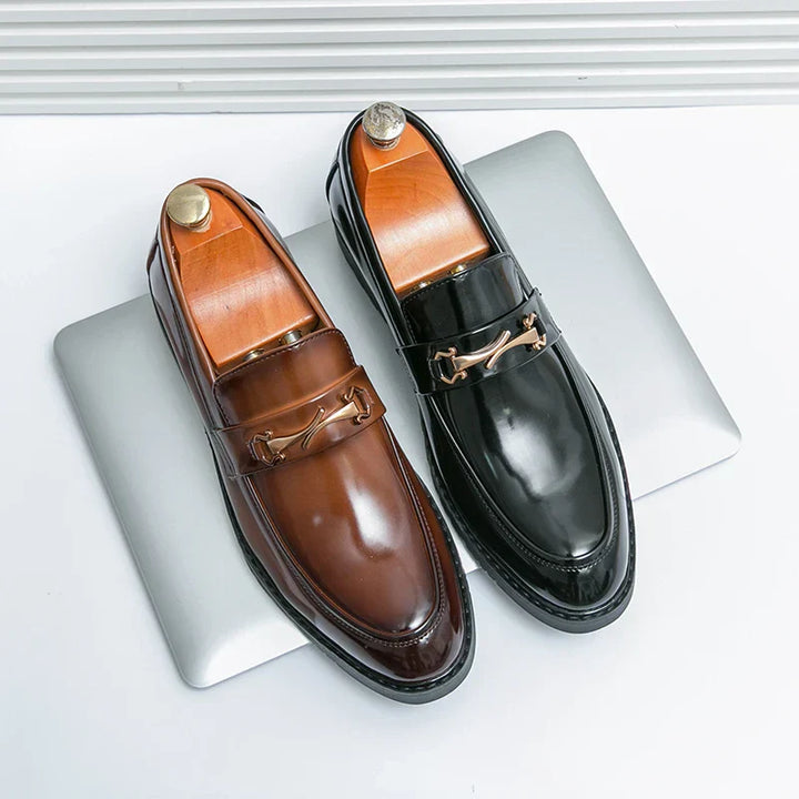 Claudio Ferrini Leather Horsebit Dress Loafers