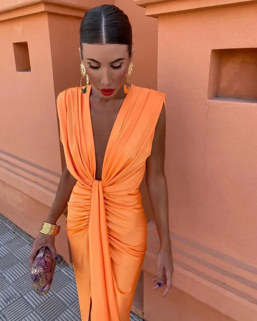 Isabelle - Party Dress with Deep V-Neck
