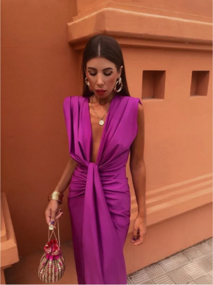Isabelle - Party Dress with Deep V-Neck
