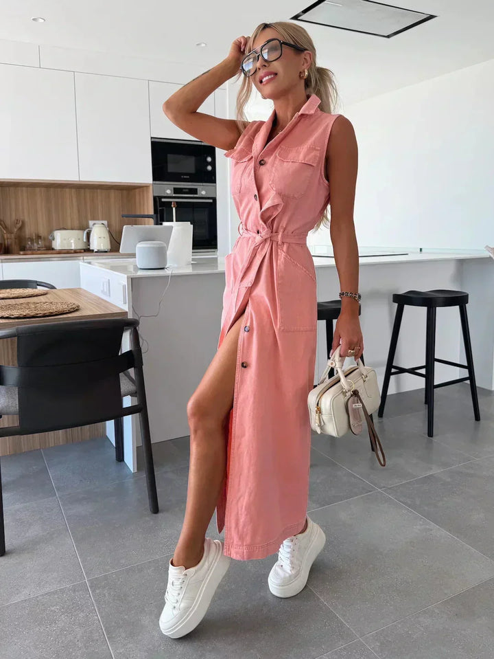 Hanna | Sleeveless Long Denim Dress