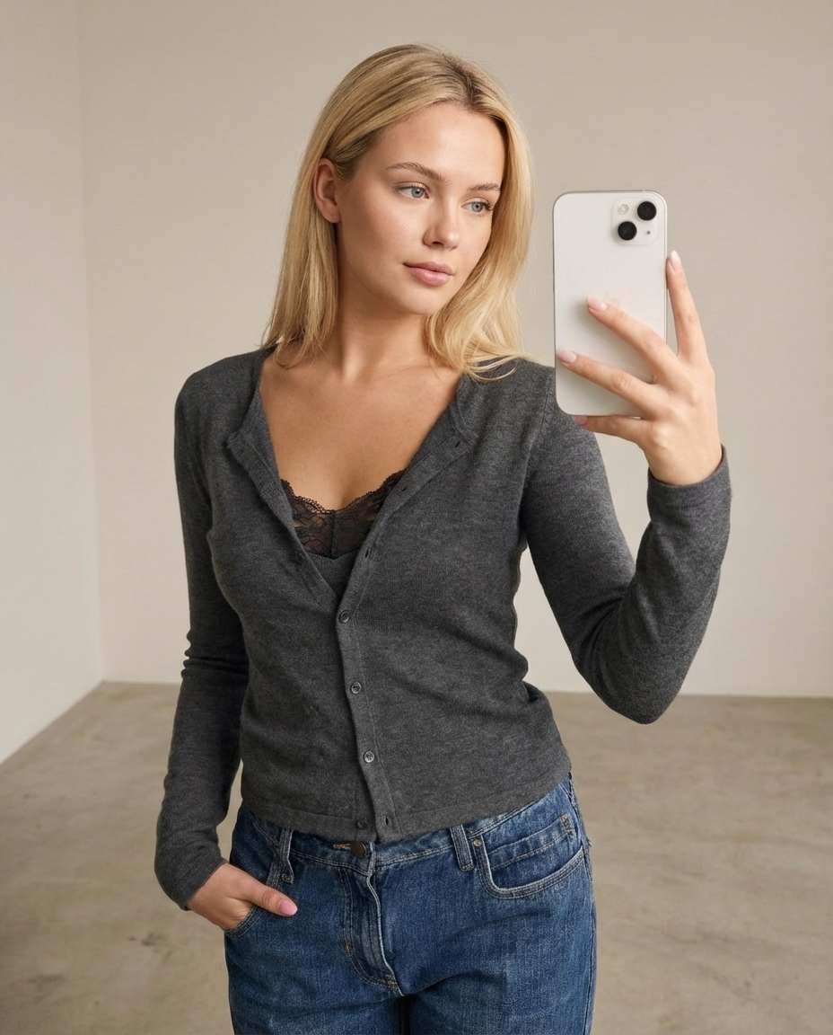 Muse™ | Lace-Trim Layered Cardigan