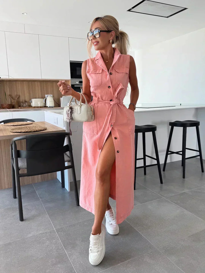 Hanna | Sleeveless Long Denim Dress