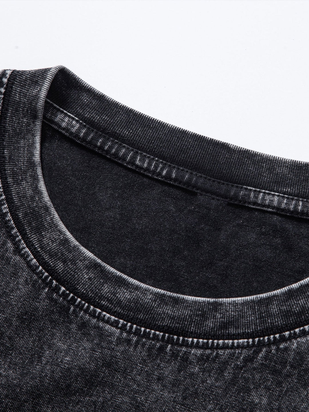 Relax Fit Long Sleeve Washed Distressed T-Shirt