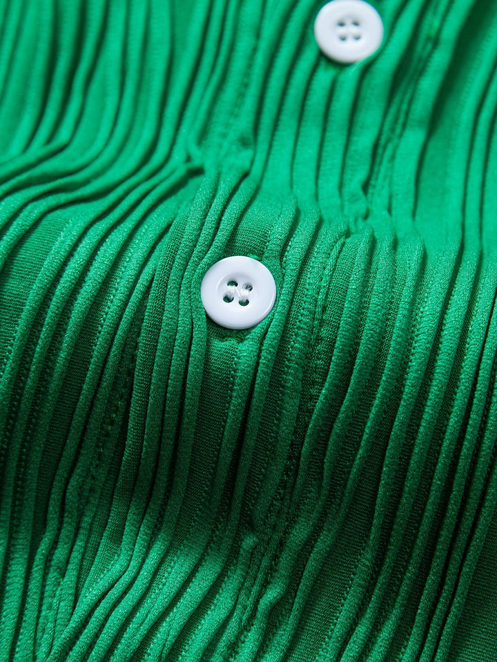 Wave Textured Button Up Shirt & Shorts