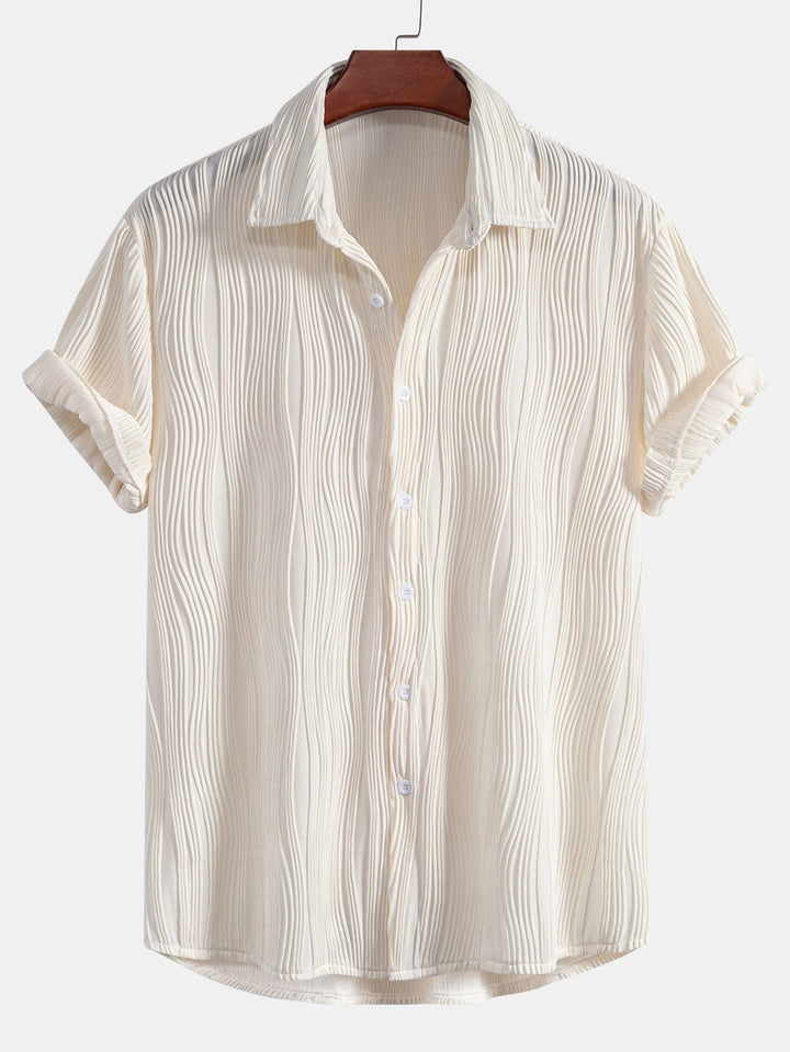 Wave Textured Button Up Shirt & Shorts