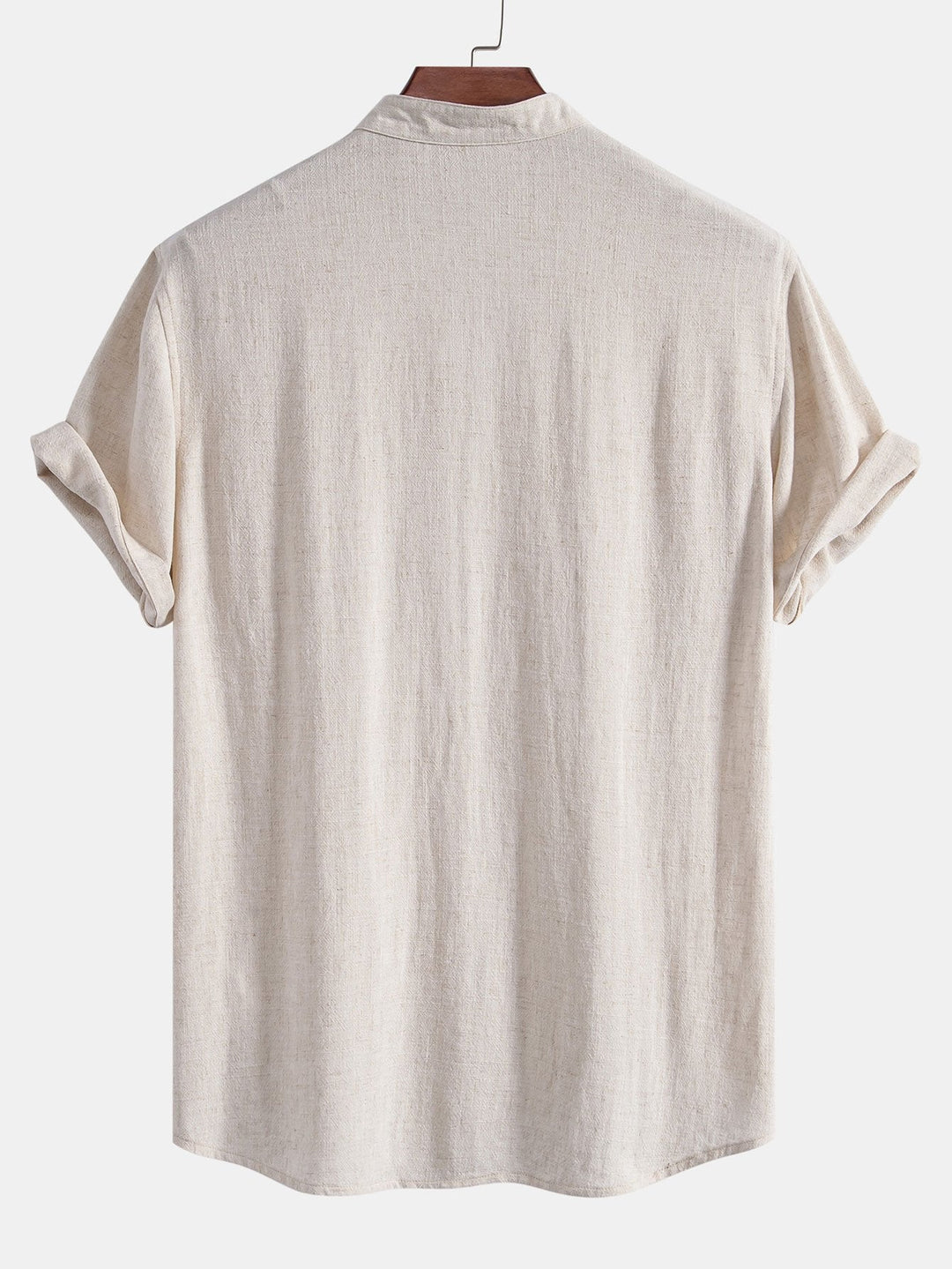 V Neck Linen Rayon Blend Shirt & Straight Leg Linen Pants