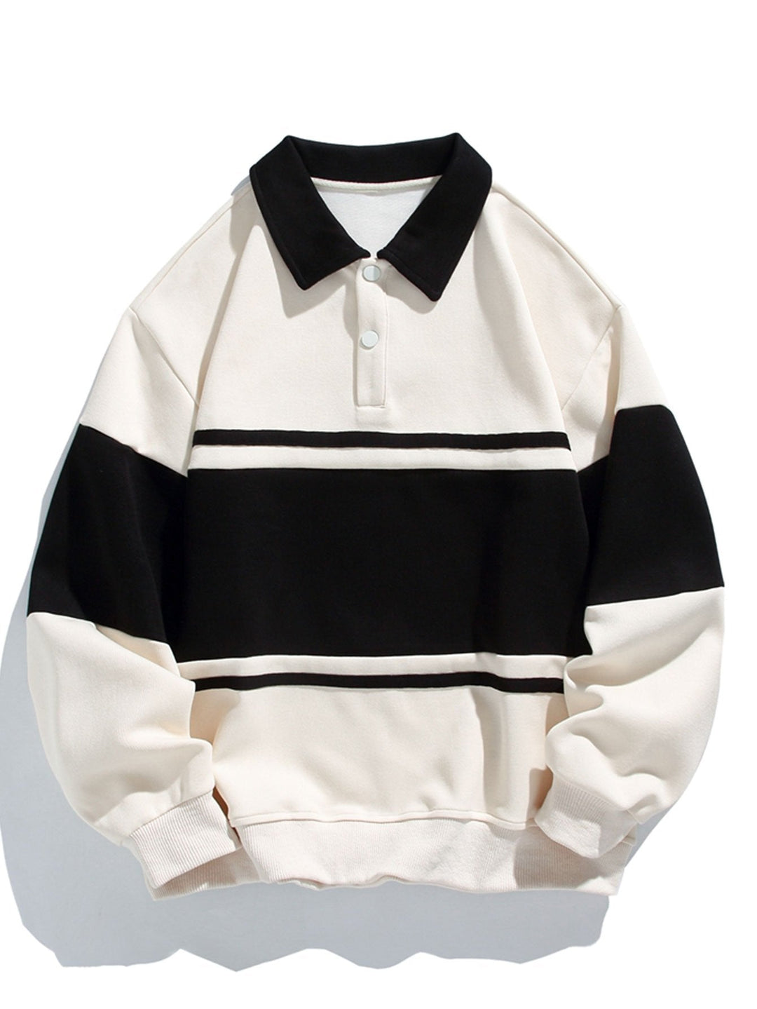 Relax Fit Color Block Patchwork Polo Sweatshirt