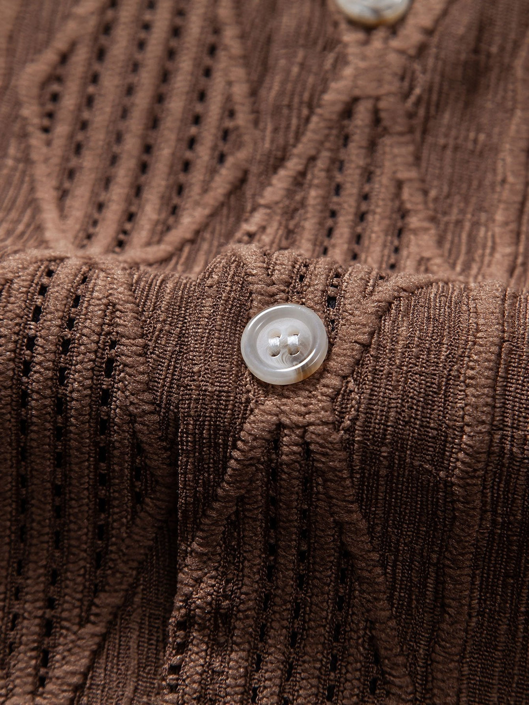 Geometric Jacquard Eyelet Cuban Shirt & Straight Leg Linen Pants