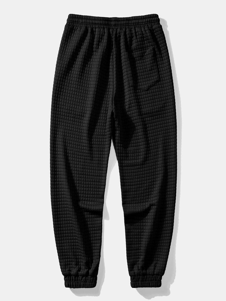 Contrast Waffle Hooded Shirt & Drawstring Waffle Jogger Pants