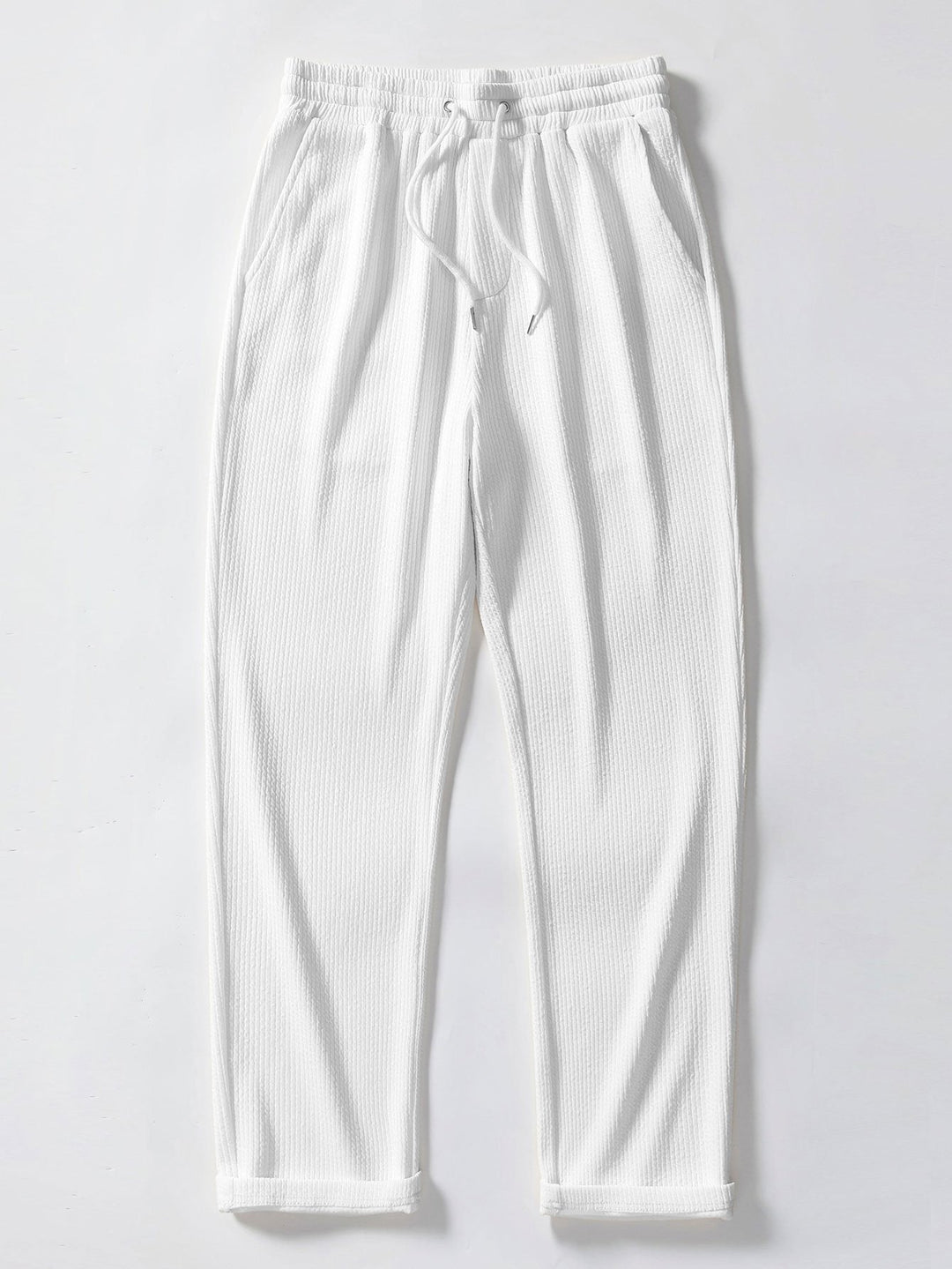 Stripe Jacquard Knit Polo Shirt & Straight Leg Ribbed Pants