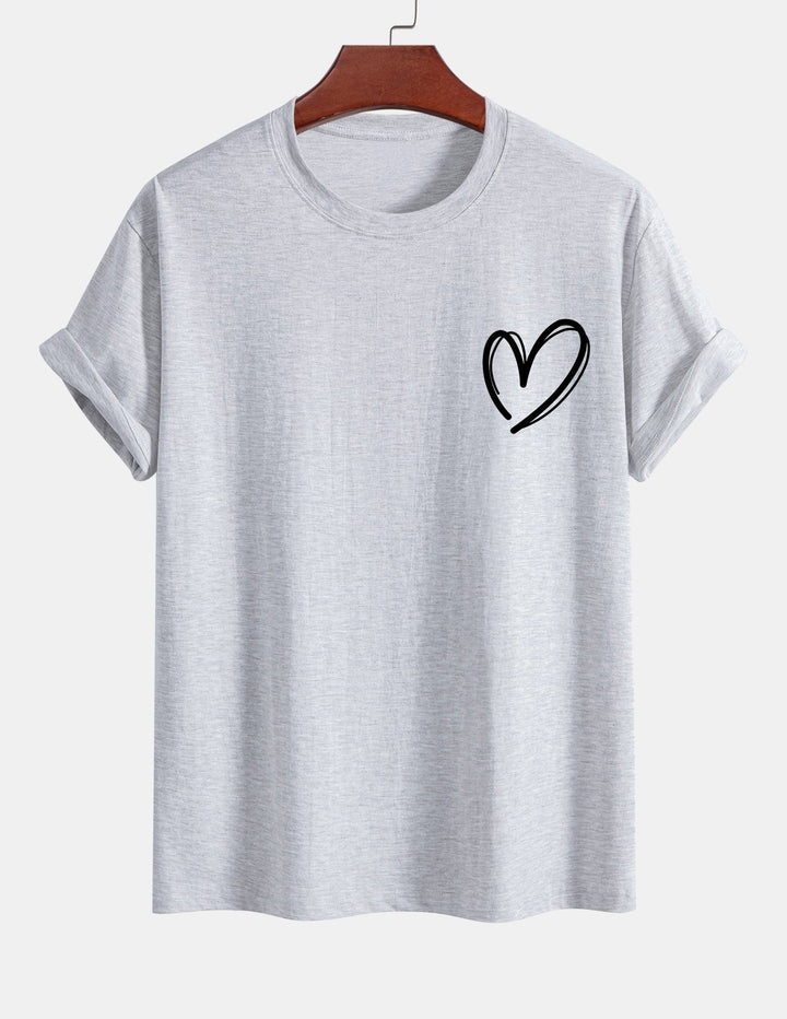 Regular Fit Heart Print Cotton T-Shirt