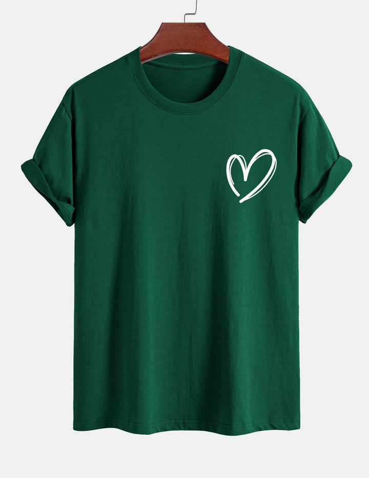 Regular Fit Heart Print Cotton T-Shirt