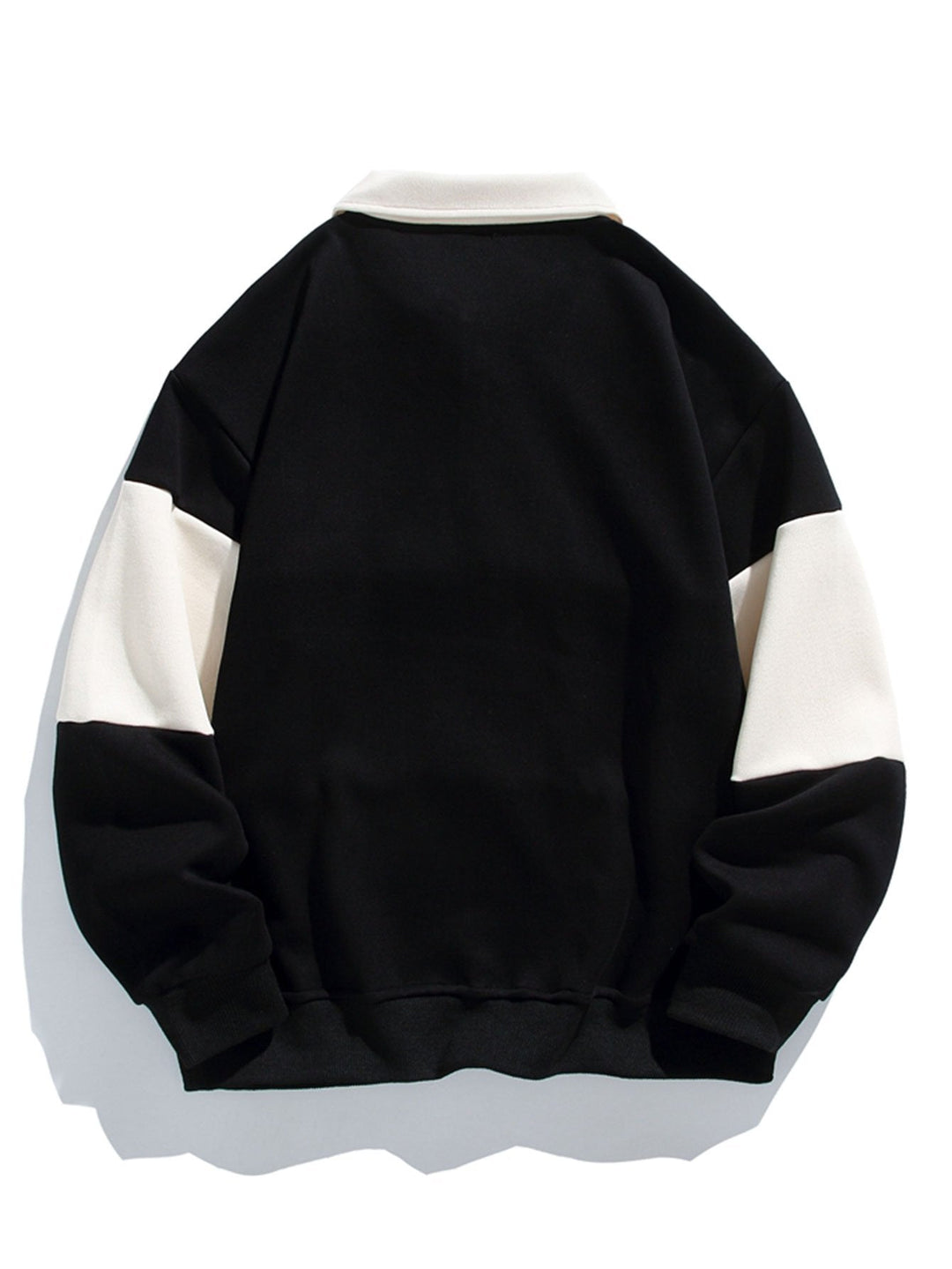 Relax Fit Color Block Patchwork Polo Sweatshirt