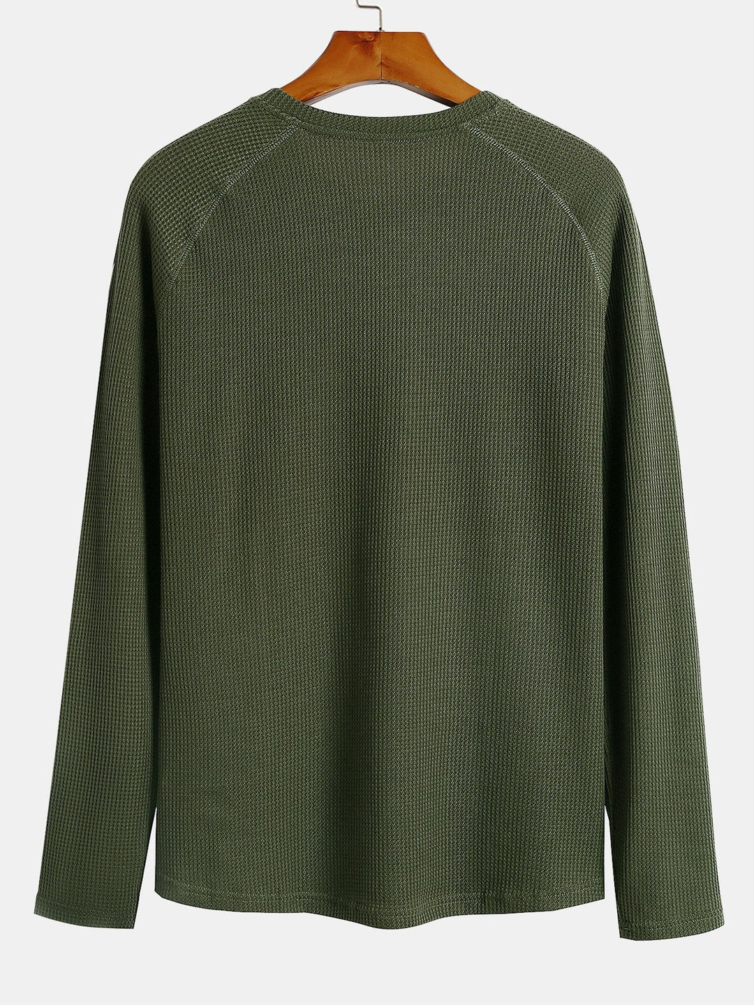 Long Sleeve Arc Hem Waffle Henley Shirt