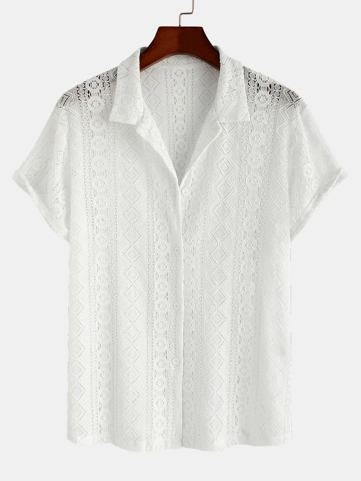Geometry Textured Cuban Shirt & Straight Leg Linen Pants