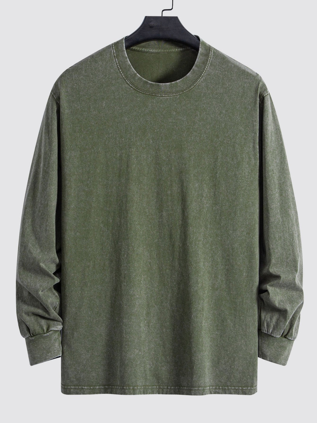 Relax Fit Long Sleeve Washed Distressed T-Shirt