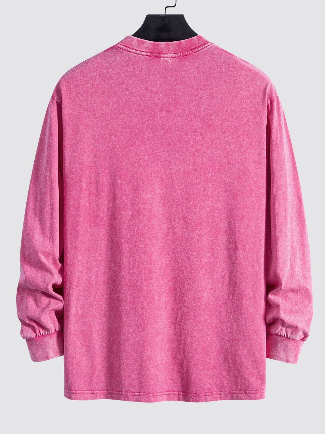 Relax Fit Long Sleeve Washed Distressed T-Shirt