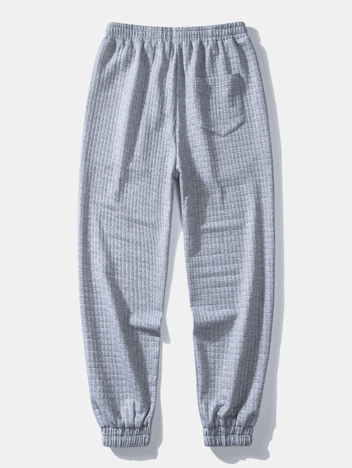 Contrast Waffle Hooded Shirt & Drawstring Waffle Jogger Pants