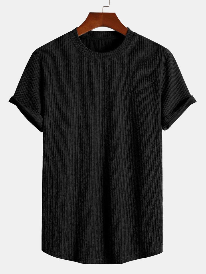 Muscle Fit Ribbed Arc Hem T-Shirt