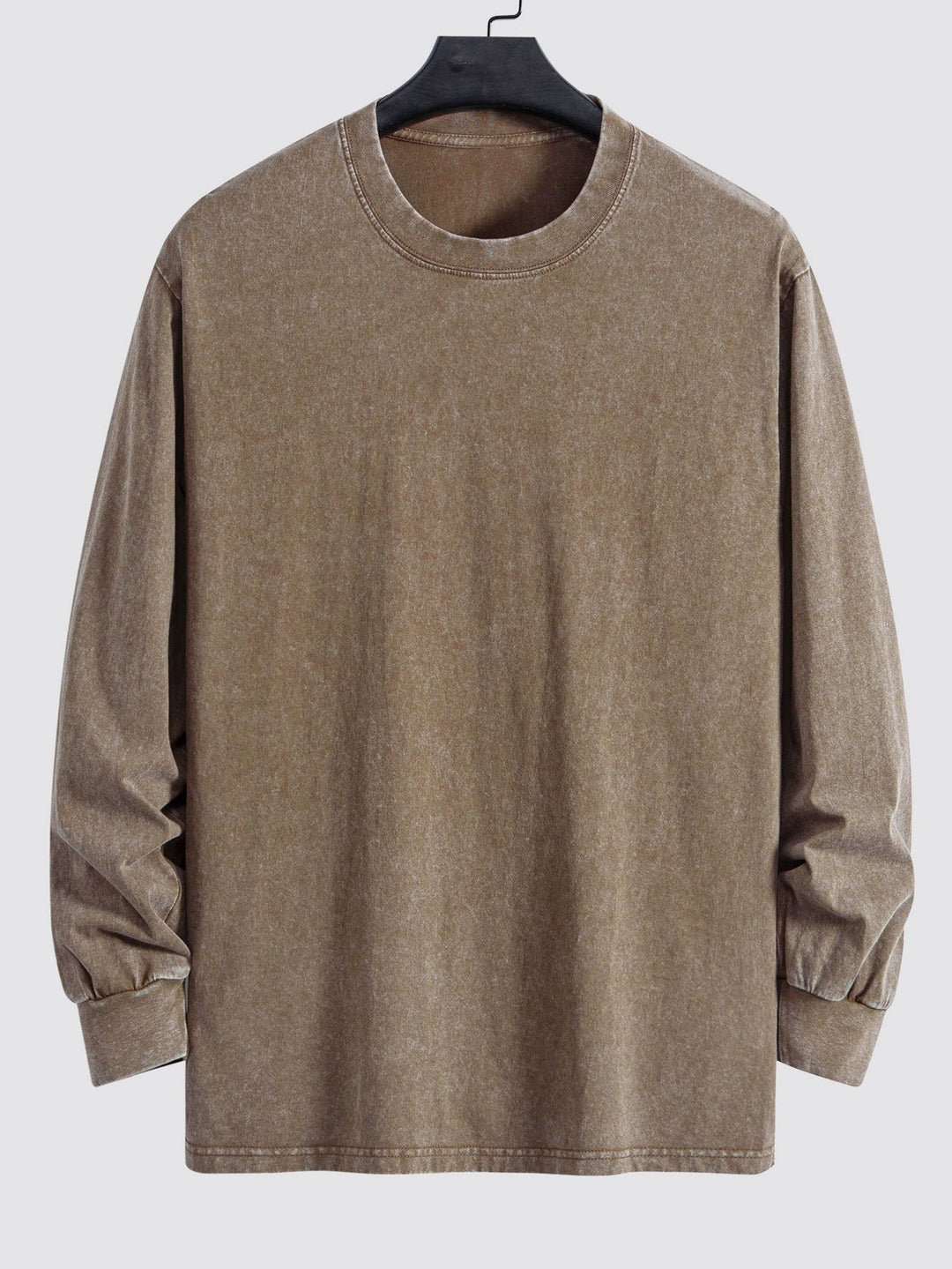 Relax Fit Long Sleeve Washed Distressed T-Shirt