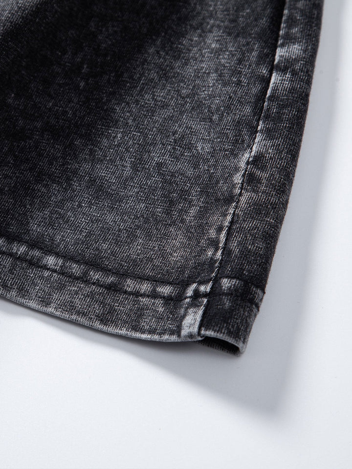 Basic Washed Distressed Drop Shoulder Oversize T-Shirt