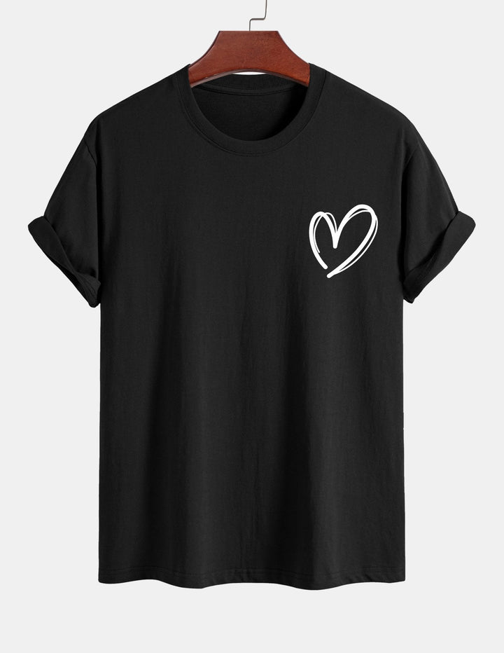 Regular Fit Heart Print Cotton T-Shirt