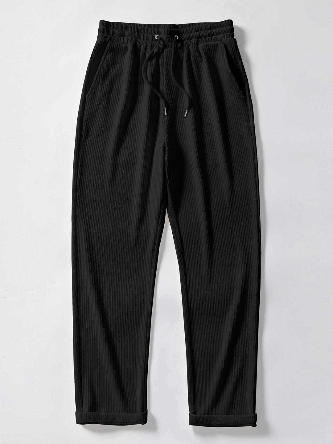 Stripe Jacquard Knit Polo Shirt & Straight Leg Ribbed Pants