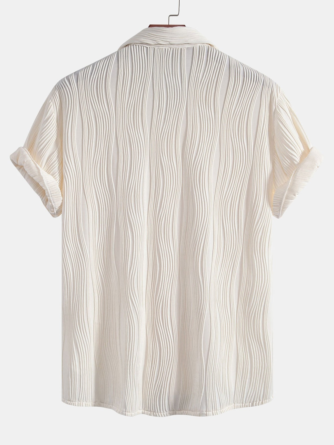 Wave Textured Button Up Shirt & Shorts