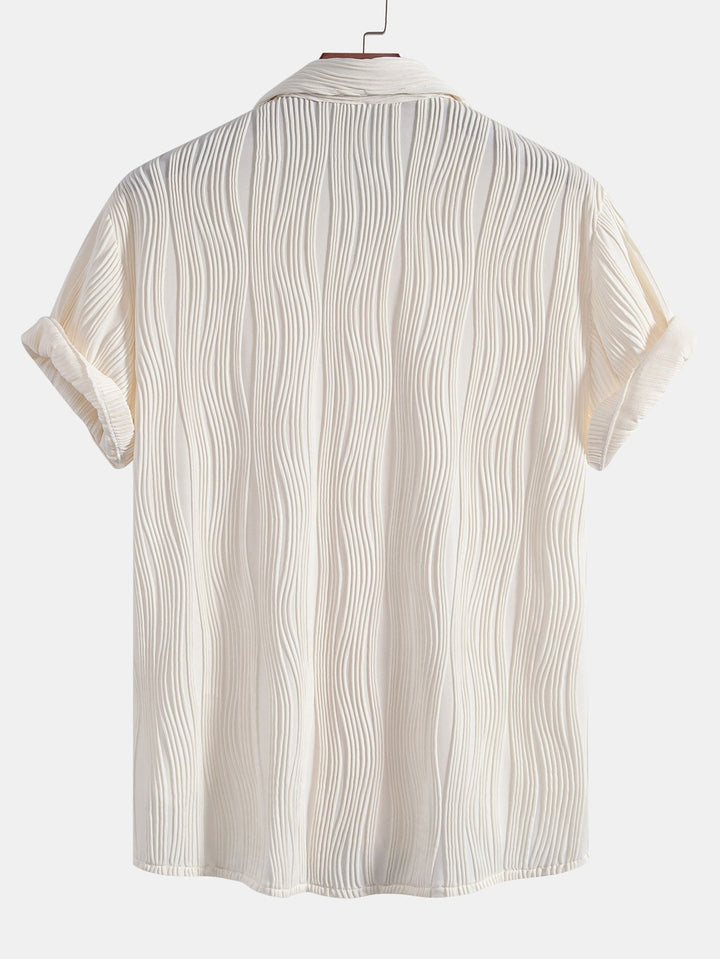 Wave Textured Button Up Shirt & Shorts