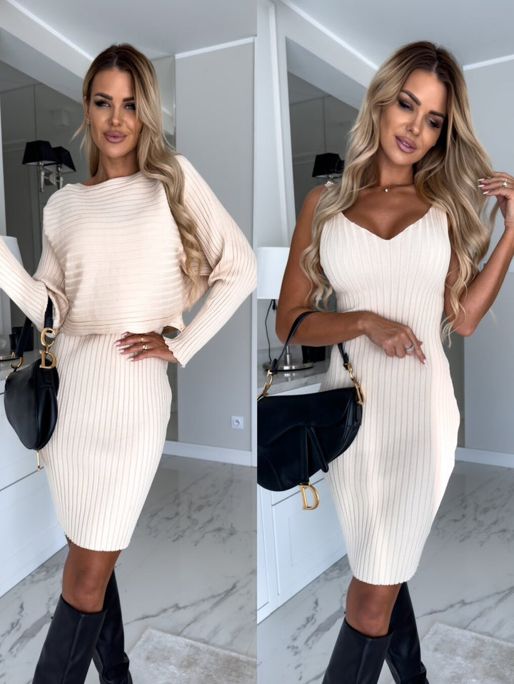 Noelia | Knit Dress with Sweater Set
