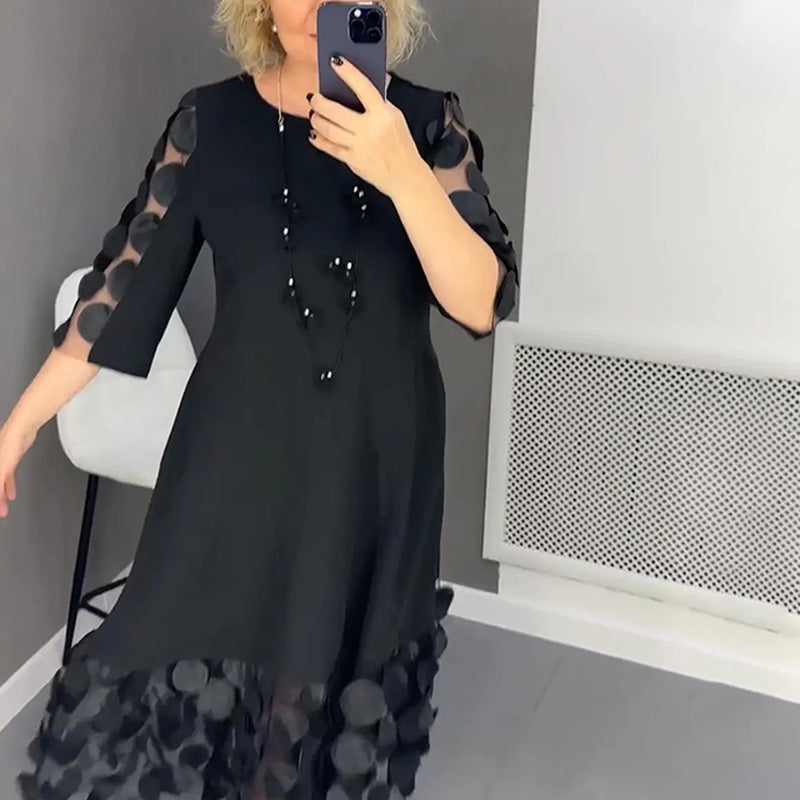 Demi | Flared Midi Dress with Polka Dot Decor